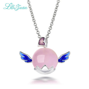 Love Egg Heart Angel Pendant Necklace 925 Sterling Silver