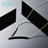 S925 Sterling Silver V Shape Necklace Pendant Cubic Zirconia Wedding Jewelry
