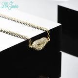 Lips Pendant Necklace 925 Silver Gold Cubic Zirconia Chain