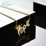 Sterling Silver Hope Letter Pendant Necklace with Zirconia Gold Chain