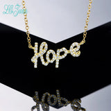 Sterling Silver Hope Letter Pendant Necklace with Zirconia Gold Chain