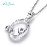 Letter Pendant Necklace 0.93ct Gemstones 925 Sterling Silver Women