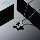 Sterling Silver CZ Stars Pendant Necklace Women Gold-Color Colar No Chain
