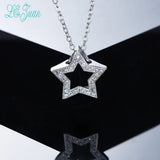 Sterling Silver CZ Stars Pendant Necklace Women Gold-Color Colar No Chain