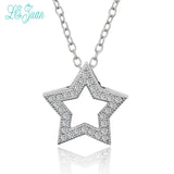 Sterling Silver CZ Stars Pendant Necklace Women Gold-Color Colar No Chain
