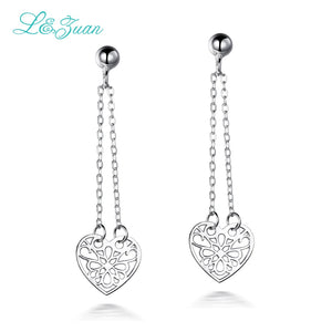Heart Shaped Sterling Silver Drop Earrings