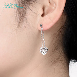 Heart Shaped Sterling Silver Drop Earrings