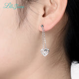 Heart Shaped Sterling Silver Drop Earrings