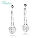 Heart Shaped Sterling Silver Drop Earrings
