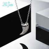 S925 Silver Rhinoceros Horns Pendant Necklace with Zirconia