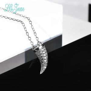 S925 Silver Rhinoceros Horns Pendant Necklace with Zirconia