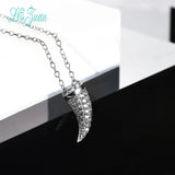 S925 Silver Rhinoceros Horns Pendant Necklace with Zirconia