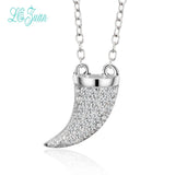 S925 Silver Rhinoceros Horns Pendant Necklace with Zirconia