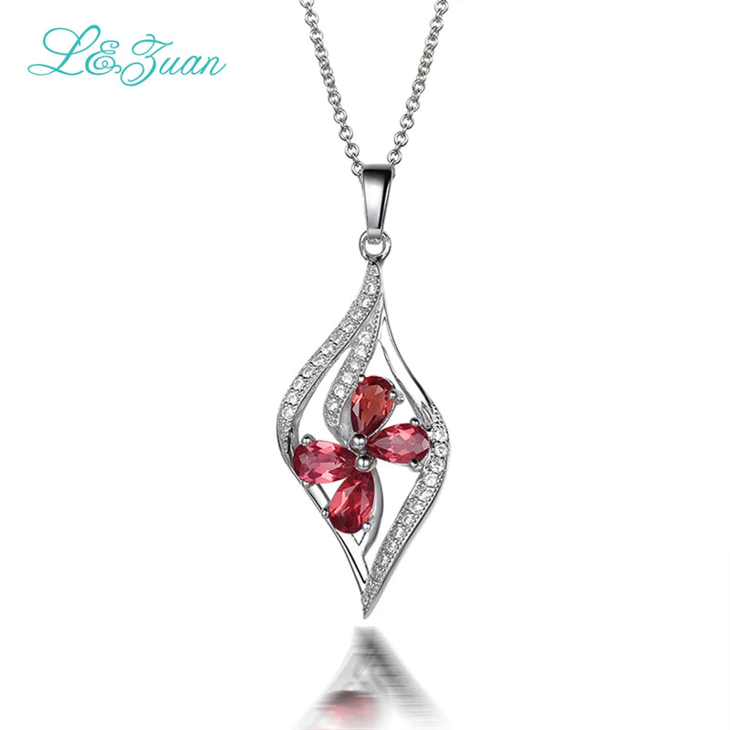 1.33ct Garnet Pendant Necklace 925 Sterling Silver Fine Jewelry