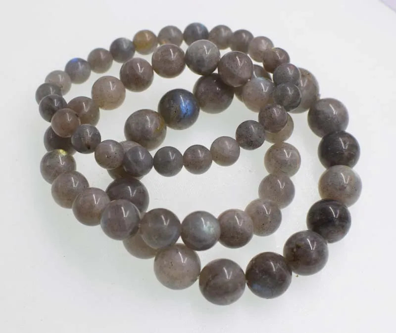Labradorite Round Bead Bracelet 7.5in Nature Gemstone
