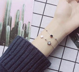 925 Sterling Silver Multi-rows Beads & Star Tassel Chain Bracelet