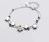925 Sterling Silver Multi-rows Beads & Star Tassel Chain Bracelet