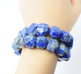 Baroque Faceted Lapis Bracelet 7.5inch