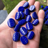 Lapis Lazuli Flat Carved 14x11mm Necklace Beads DIY Nature Woman