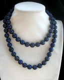 Lapis Lazuli Round 10mm 12mm Necklace 30in Beads Natural Woman