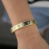 Wide Band CZ Bangle Bracelet - Custom Engrave - Punk Jewelry