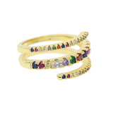 Rainbow CZ Snake Shape Ring for Women