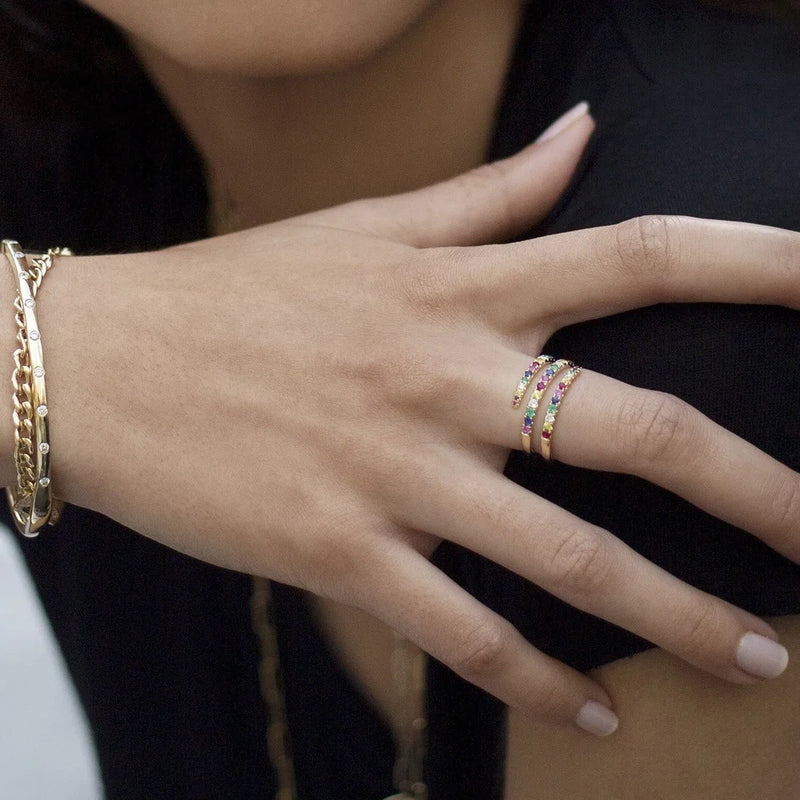 Rainbow CZ Snake Shape Ring for Women