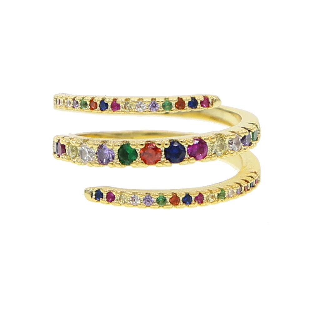 Rainbow CZ Snake Shape Ring for Women