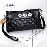 Lattice PU Leather 18mm Snap Button Bag for Women Girls