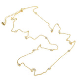 925 Sterling Silver CZ Station Chain Women Choker Long Necklace