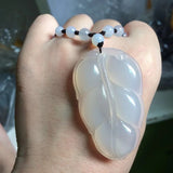 Natural Agate Leaf Shape Necklace Pendant