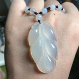 Natural Agate Leaf Shape Necklace Pendant