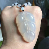 Natural Agate Leaf Shape Necklace Pendant