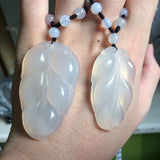 Natural Agate Leaf Shape Necklace Pendant