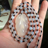 Natural Agate Leaf Shape Necklace Pendant