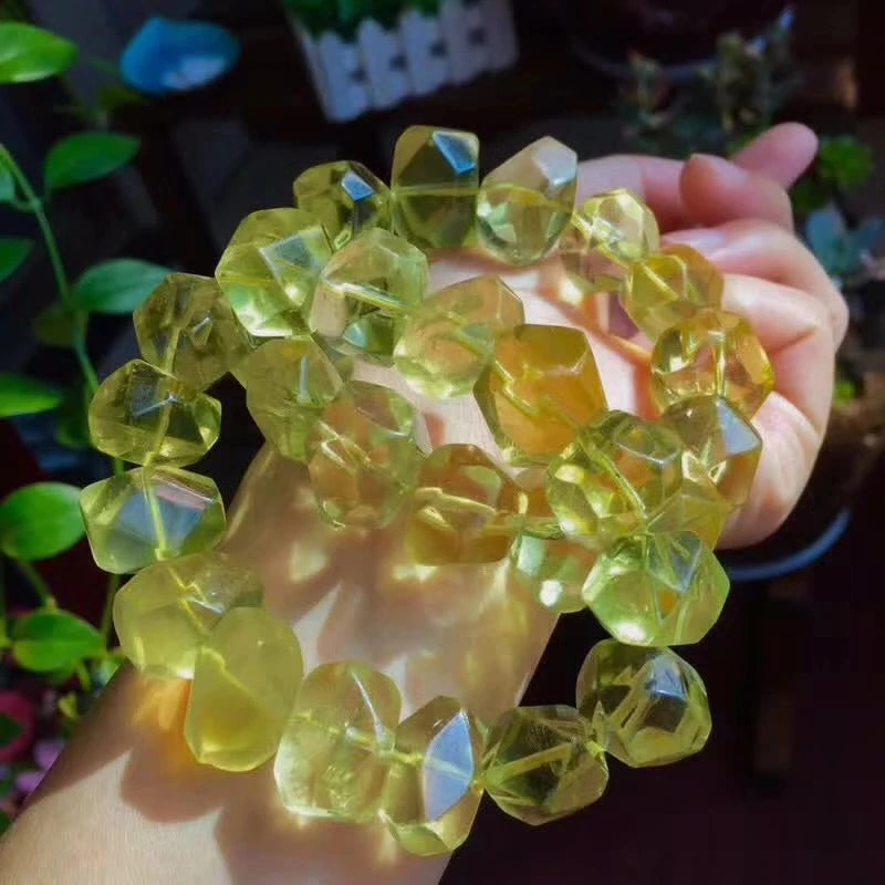 Lemon Quartz Faceted Baroque Bracelet 7.5inch