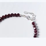 925 Silver Red Garnet Stone Chain Bracelet 4MM