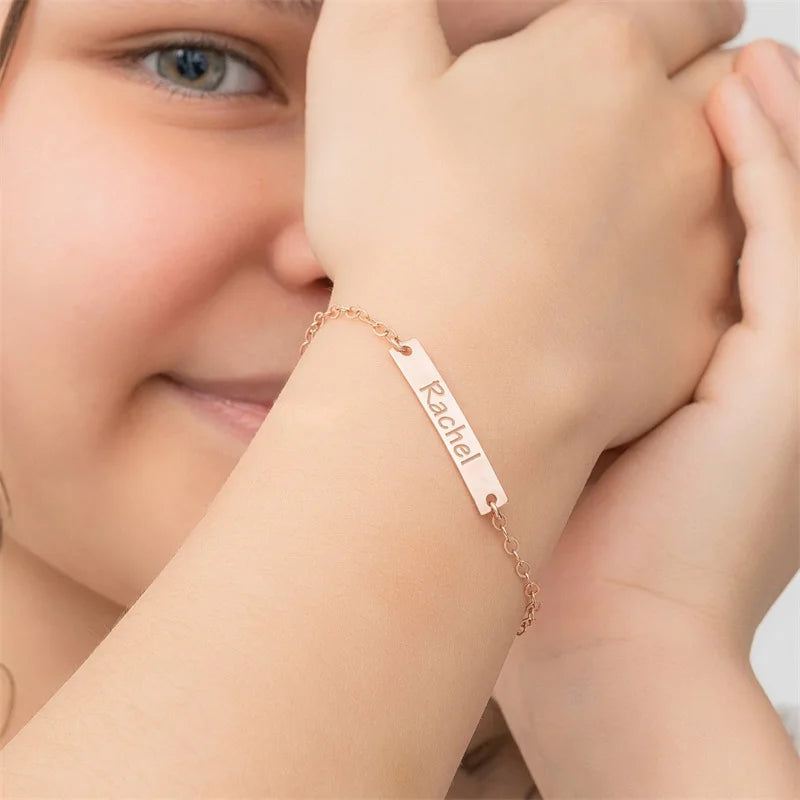 Child ID Stainless Bracelet Kids Nameplate Bangles