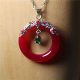Chalcedony Inlaid 925 Silver Donuts Necklace For Woman