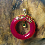 Chalcedony Inlaid 925 Silver Donuts Necklace For Woman