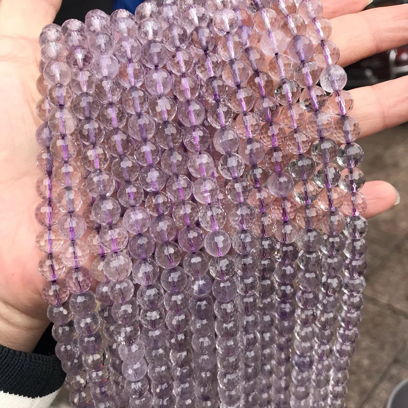 Faceted Amethyst Round Beads 10/12mm for Jewelry Making 14inch