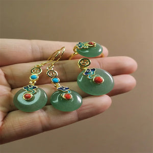 Jade Necklace, Earrings, and Bracelet Set