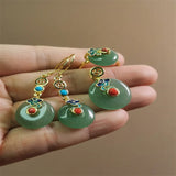 Jade Necklace, Earrings, and Bracelet Set