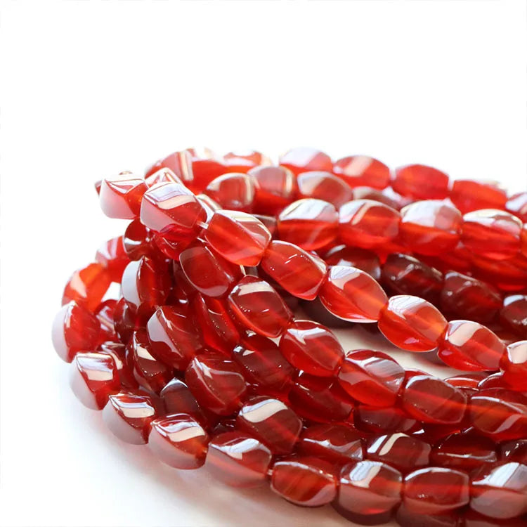 Red Agate 12x8mm Wave Faceted Loose Beads 14inch