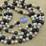 Long Pink Peacock Pearl Necklace for Sweater
