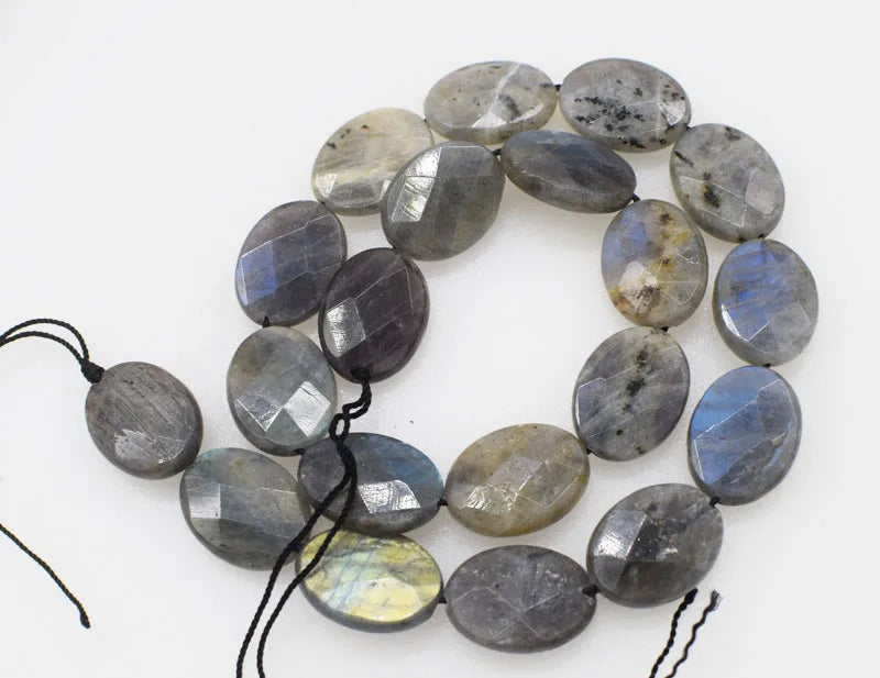 Labradorite Flat Oval Faceted Rainbow Loose Beads 15*20mm DIY Jewelry Making