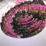 7A RED Tourmaline 4-4.5mm Faceted Loose Beads 14" for Jewelry
