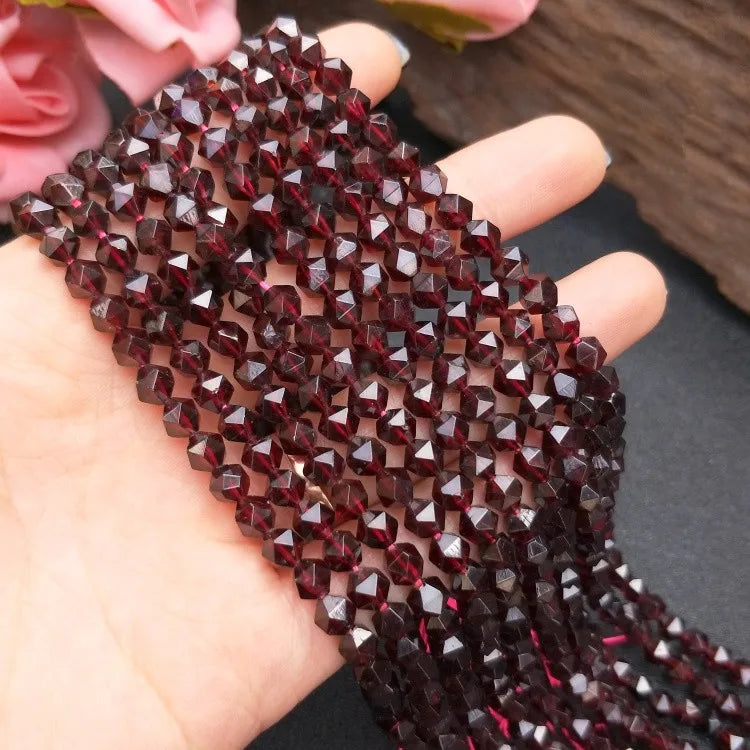 Red Garnet 6mm Faceted Loose Beads 15-inch for Jewelry Making
