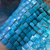 GREEN Amazonite Flat Square Faceted Loose Beads 10-11mm