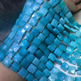 GREEN Amazonite Flat Square Faceted Loose Beads 10-11mm